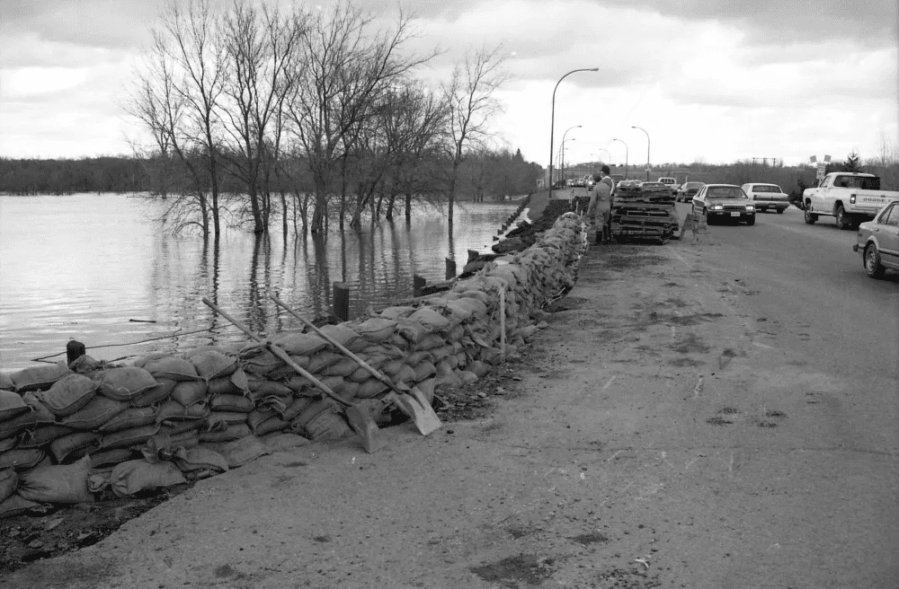 1995 Brandon Flood Drone view of shellmouth dam